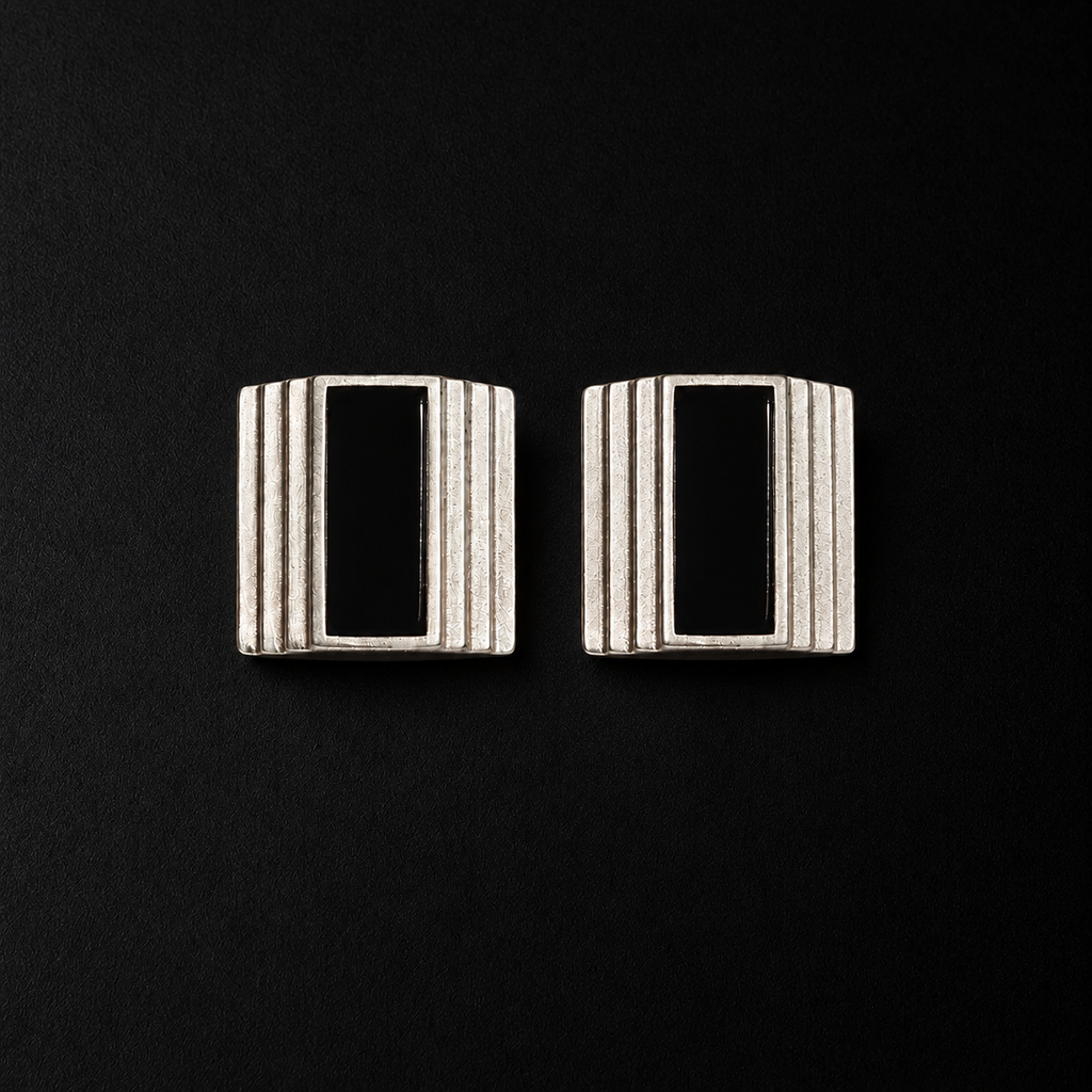 Front view of the Column Square Stud Earrings showing the full face