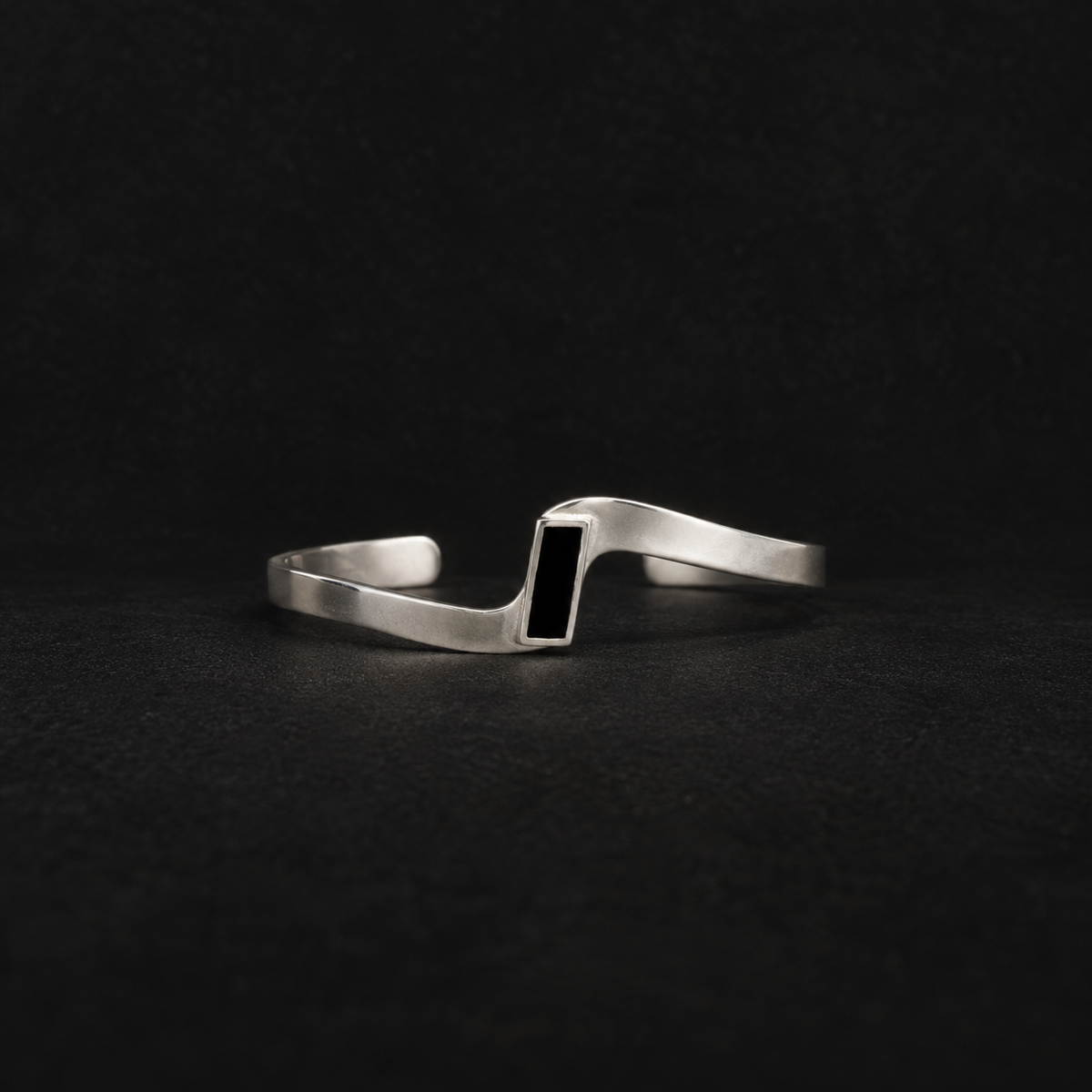 Front view of the Crest Wave Cuff Bracelet showing the full face