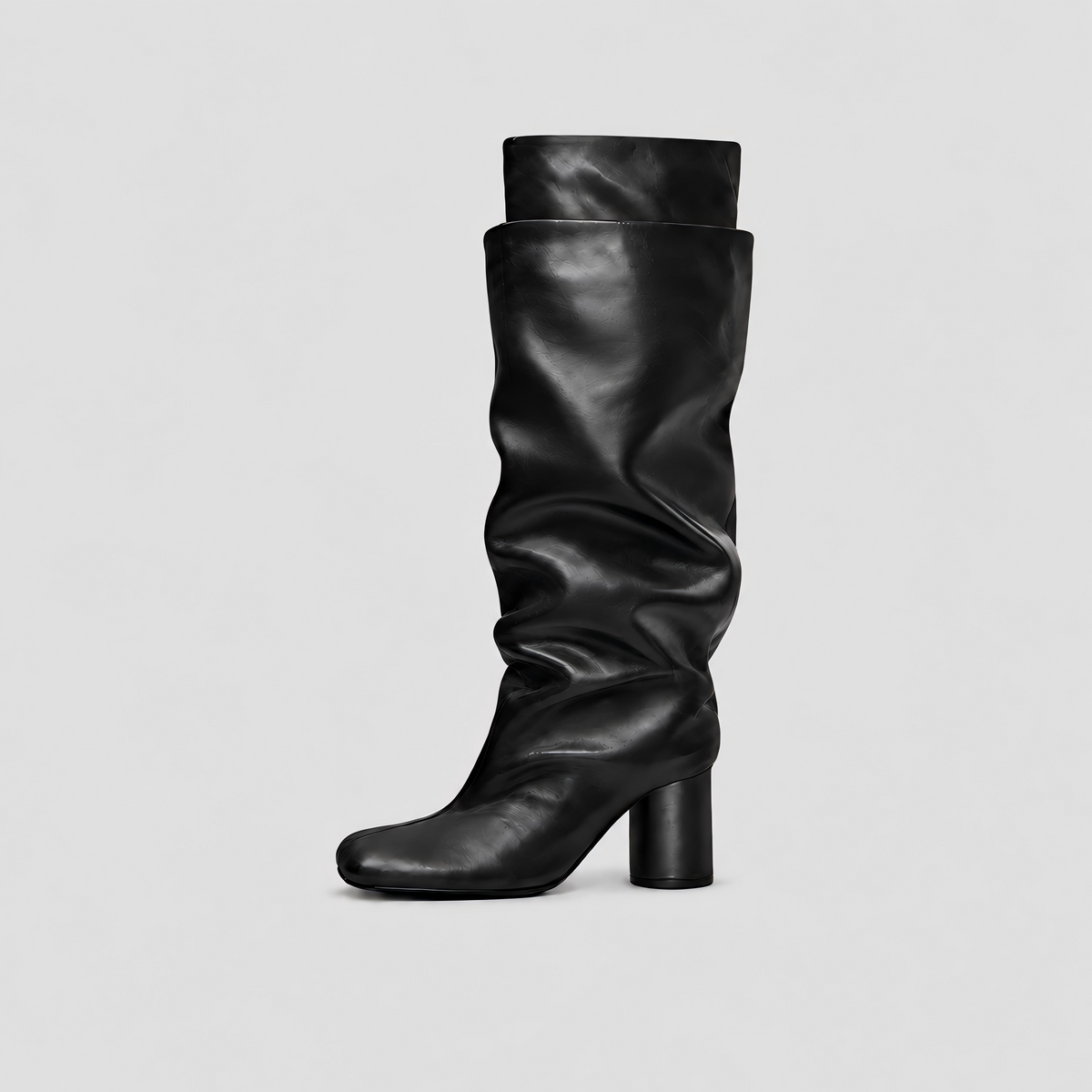 Lil Cacti Daphne black square-toe tall boots single-boot side view