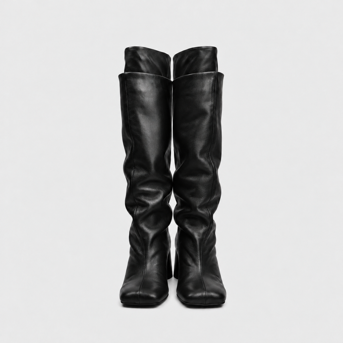 Lil Cacti Daphne black square-toe tall boots pair front view