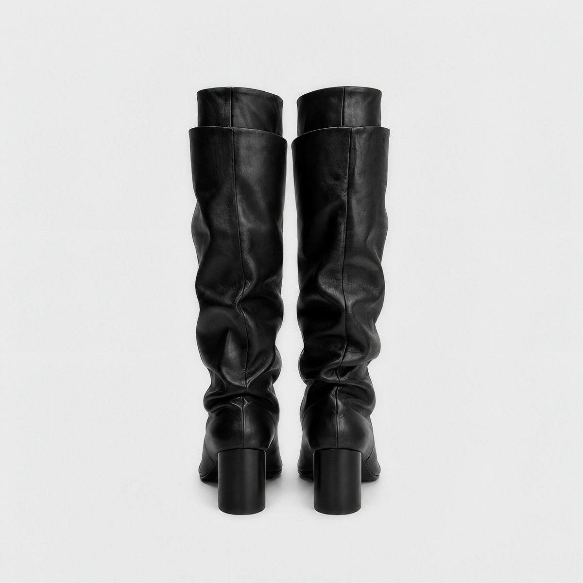 Lil Cacti Daphne black square-toe tall boots pair back view
