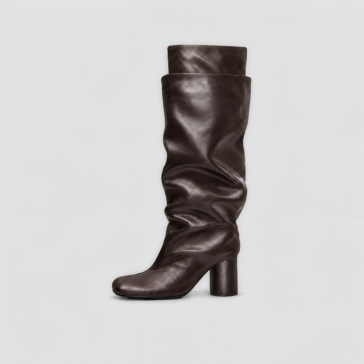 Lil Cacti Daphne brown square-toe tall boots single-boot side view
