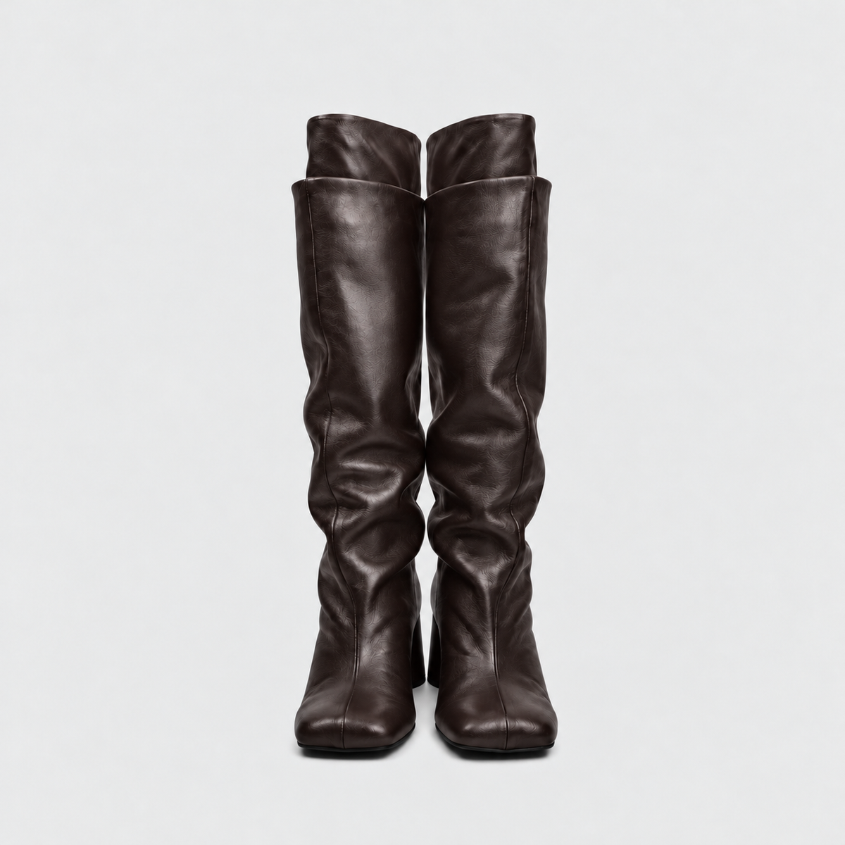 Lil Cacti Daphne brown square-toe tall boots pair front view