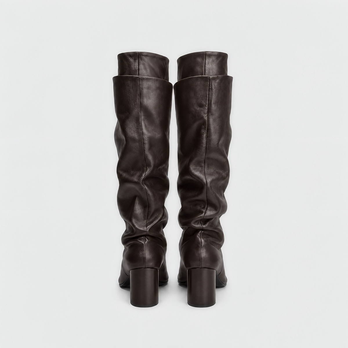 Lil Cacti Daphne brown square-toe tall boots pair back view