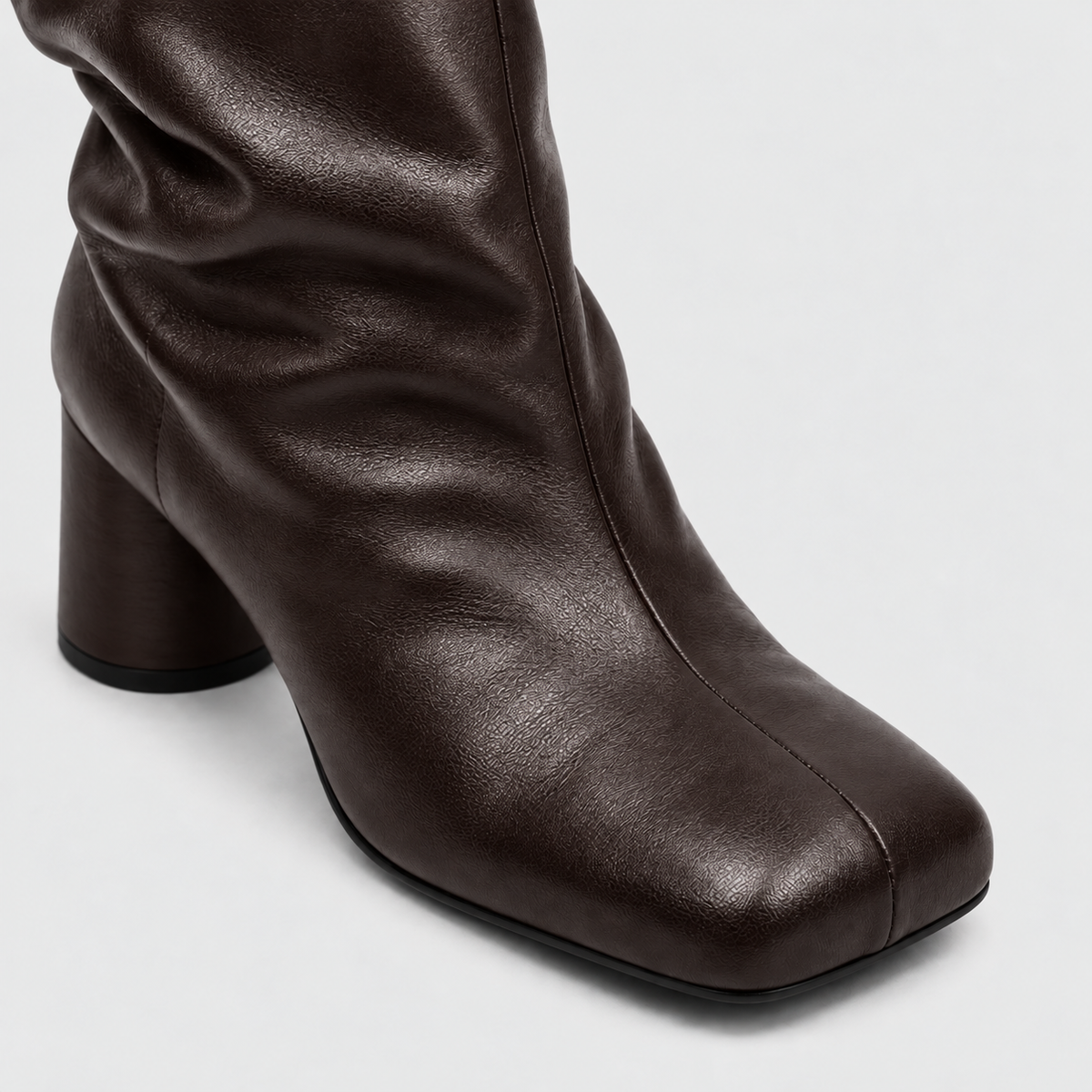 Lil Cacti Daphne brown square-toe tall boots boot detail view