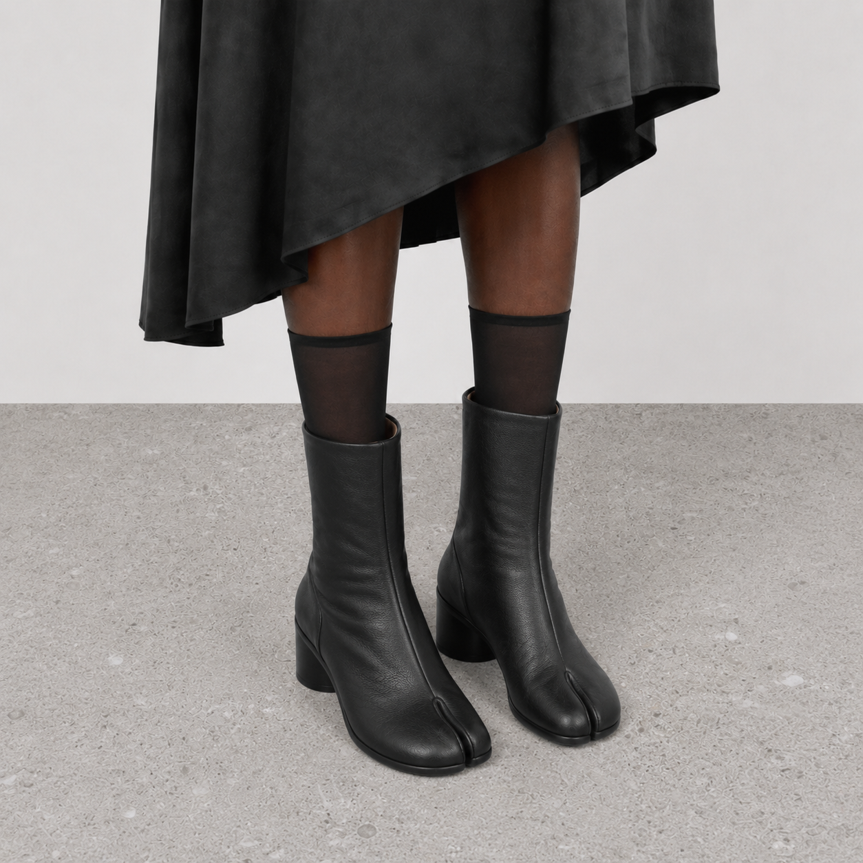 Daria Black Leather Tabi Boots by Lil Cacti — vegan boot, side profile