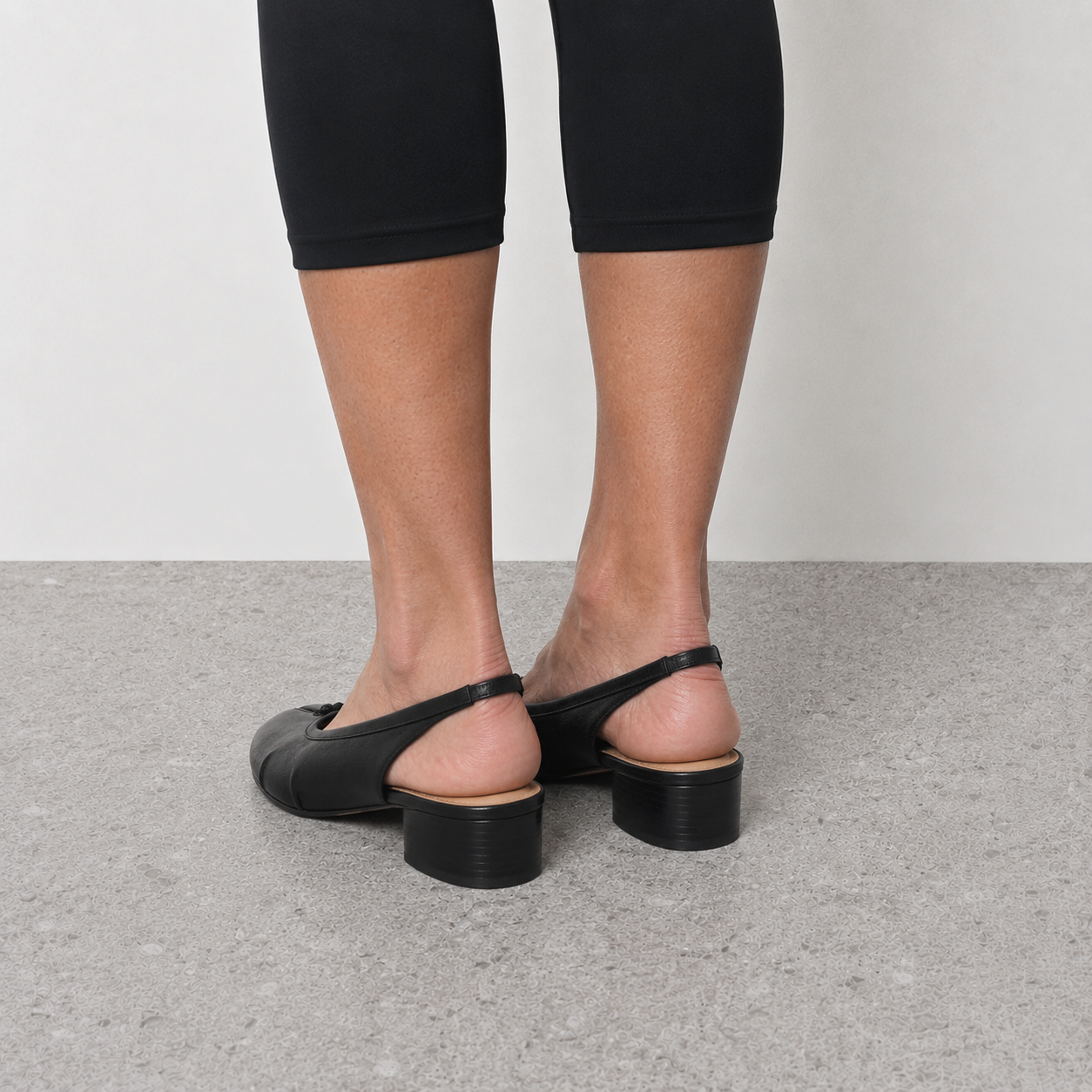 Daria Black Tabi Slingback Heels by Lil Cacti — vegan tabi heel, rear view showing the heel