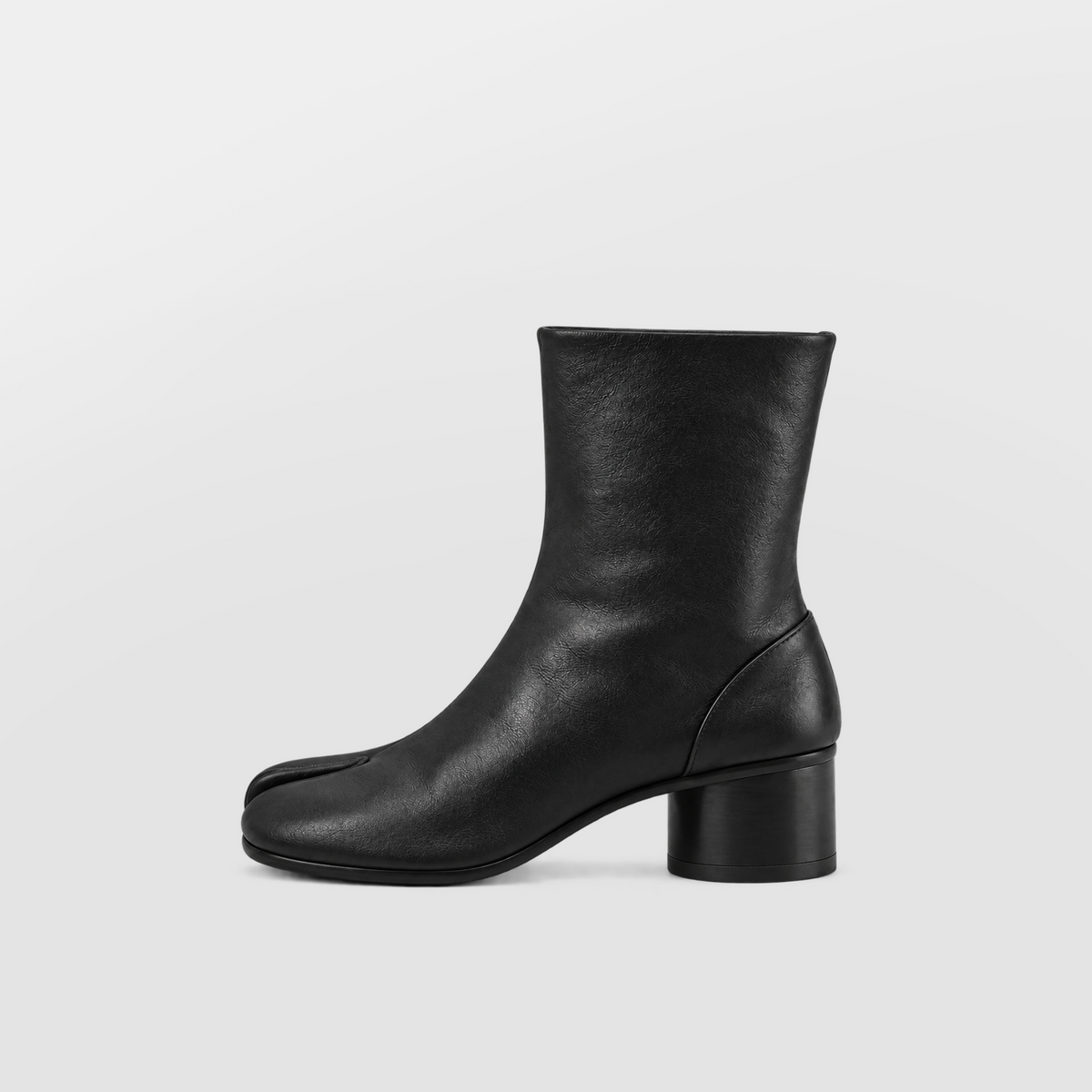 Daria Black Leather Tabi Boots by Lil Cacti — vegan boot, front view