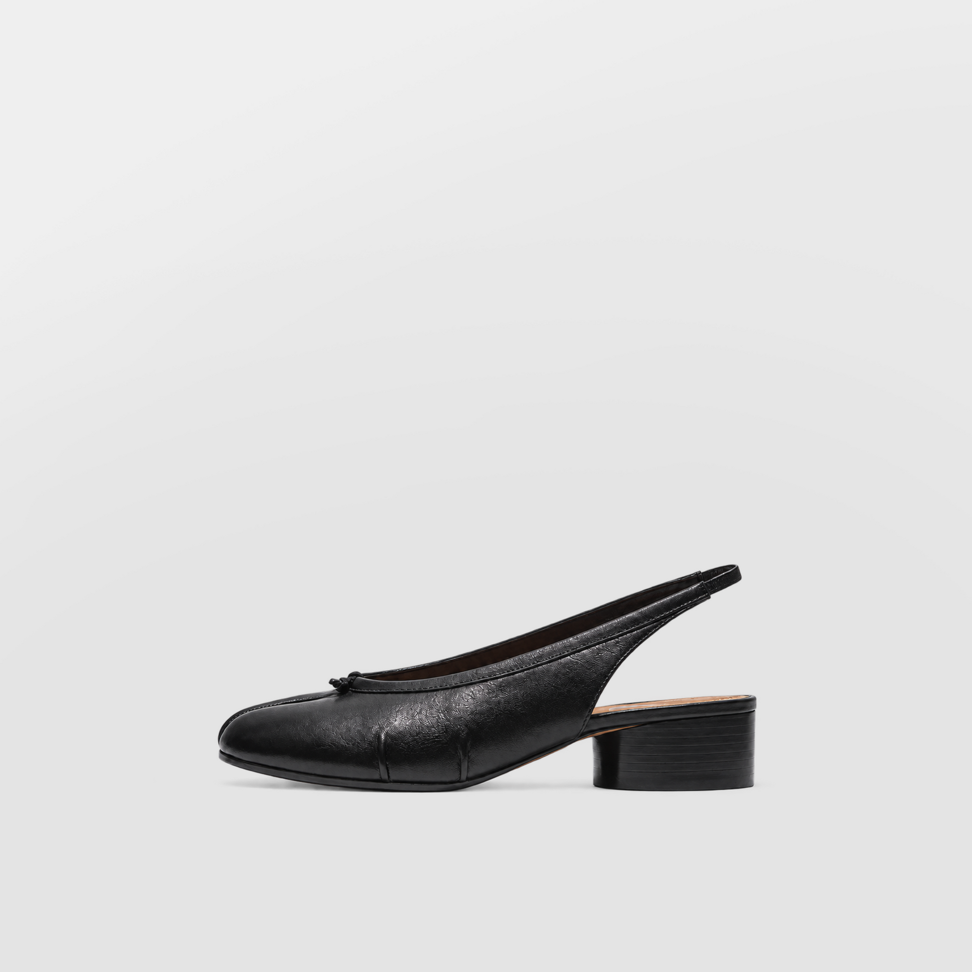Daria Black Tabi Slingback Heels by Lil Cacti — vegan tabi heel, front view