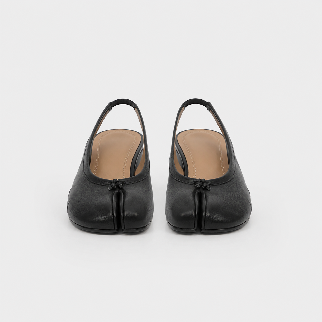 Daria Black Tabi Slingback Heels by Lil Cacti — vegan tabi heel, styled on-model shot