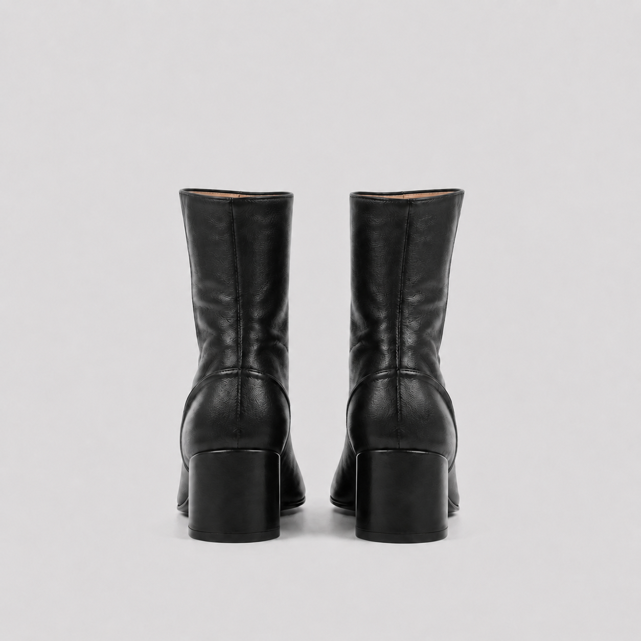 Daria Black Leather Tabi Boots by Lil Cacti — vegan boot, detail of the strap