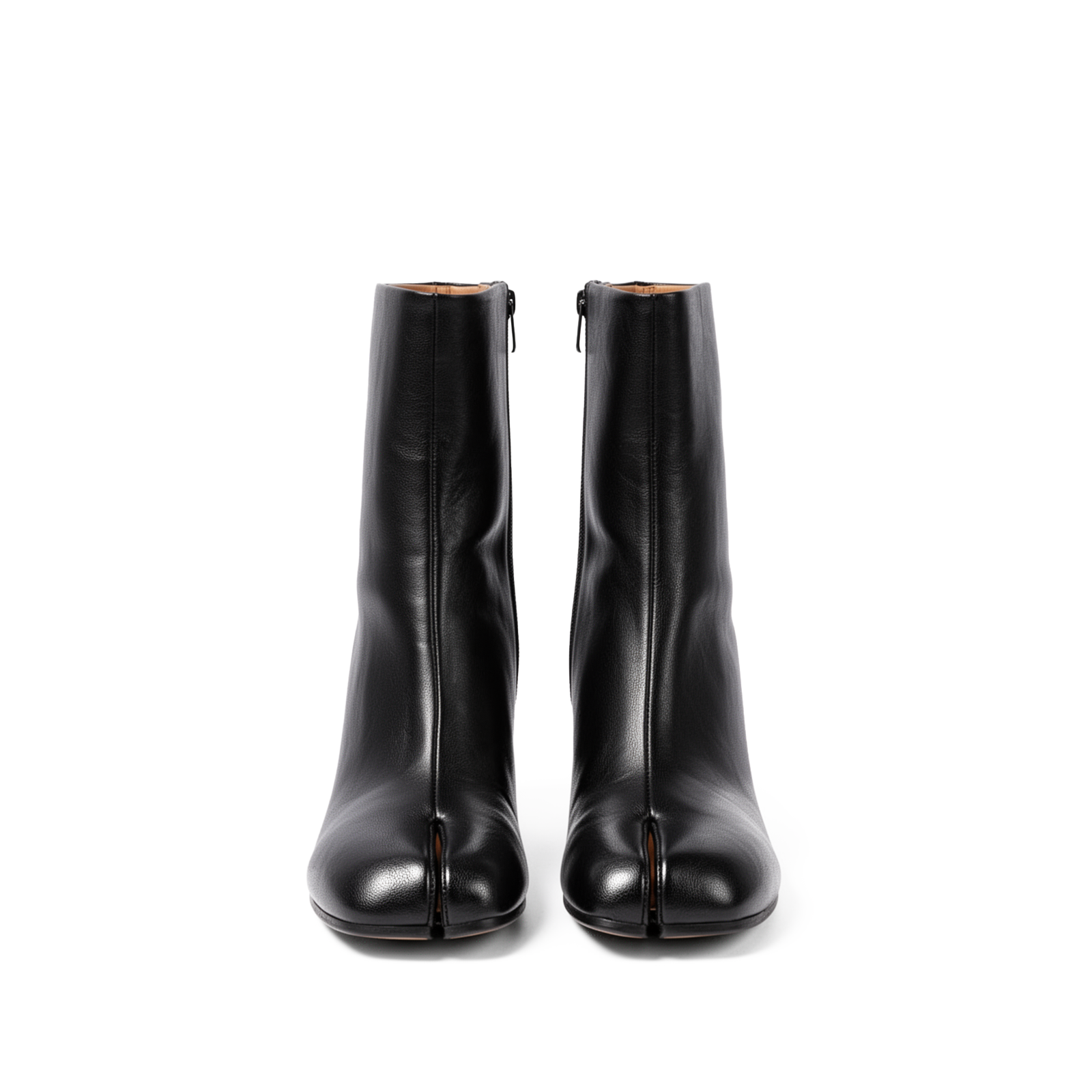 Daria — Black Leather Tabi Boots three-quarter angle, dark romantic aesthetic — Lil Cacti