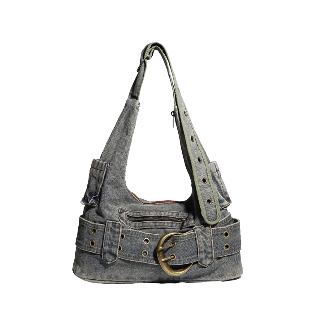 Denim Crossbody Hobo Bag