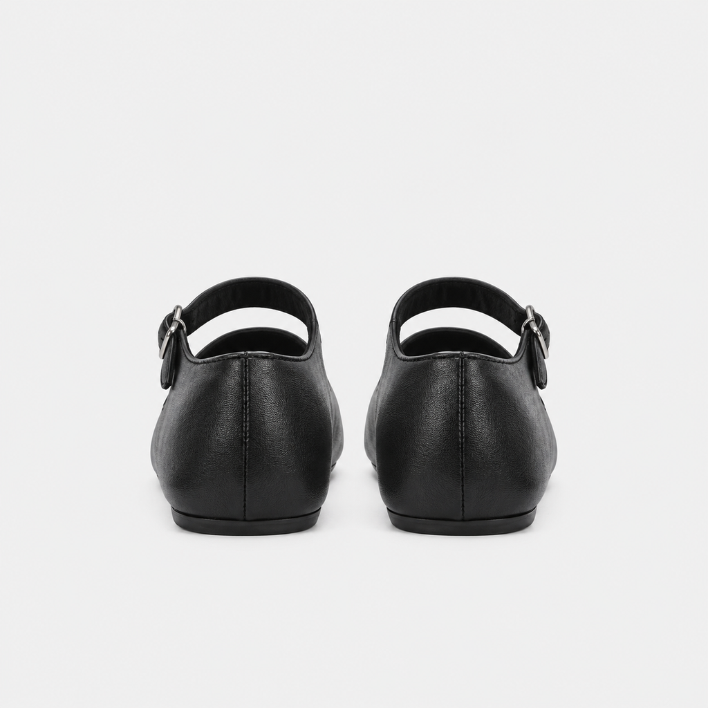 Double Strap Tabi Mary Jane by Lil Cacti — back view of the pair showing centre heel seam and flat sole
