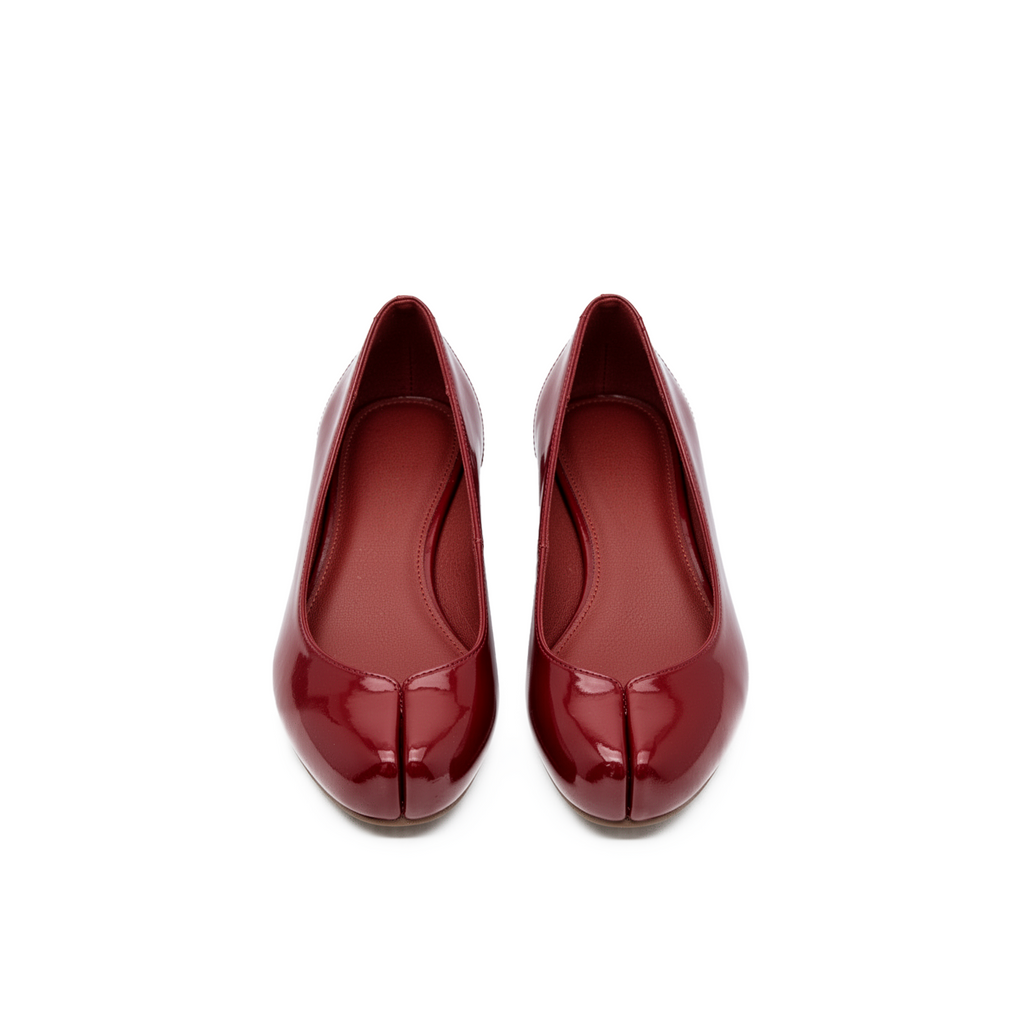Echo wine red tabi flats side view — Lil Cacti