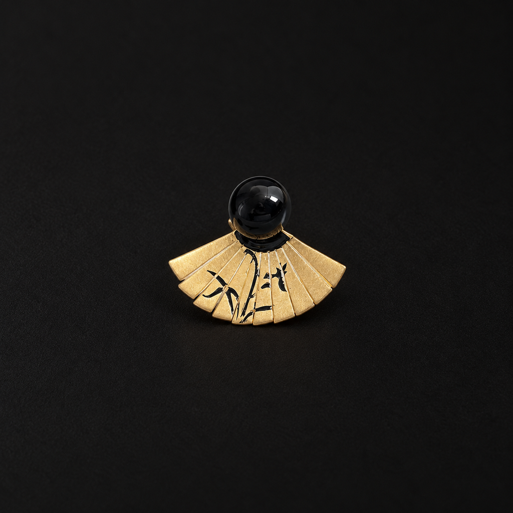 Etched Fan Drop Earrings product shot from the side on a plain studio background