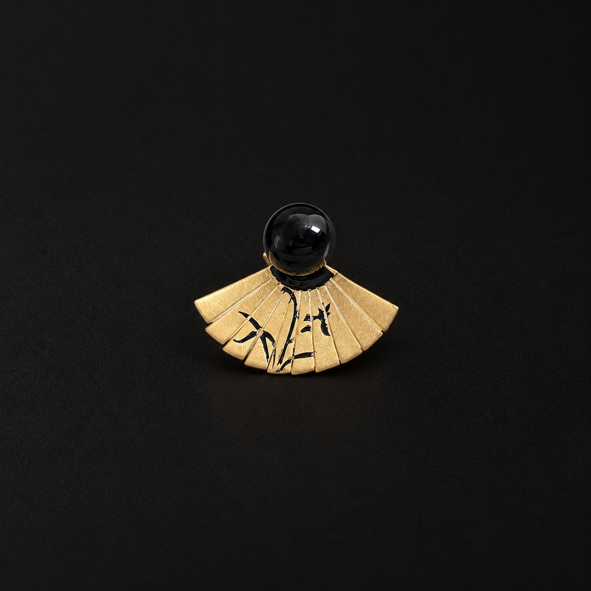 Etched Fan Drop Earrings product shot from the side on a plain studio background