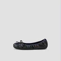 Lil Cacti Faye Ruched Bow Ballet Flats in black, shown alone in side profile