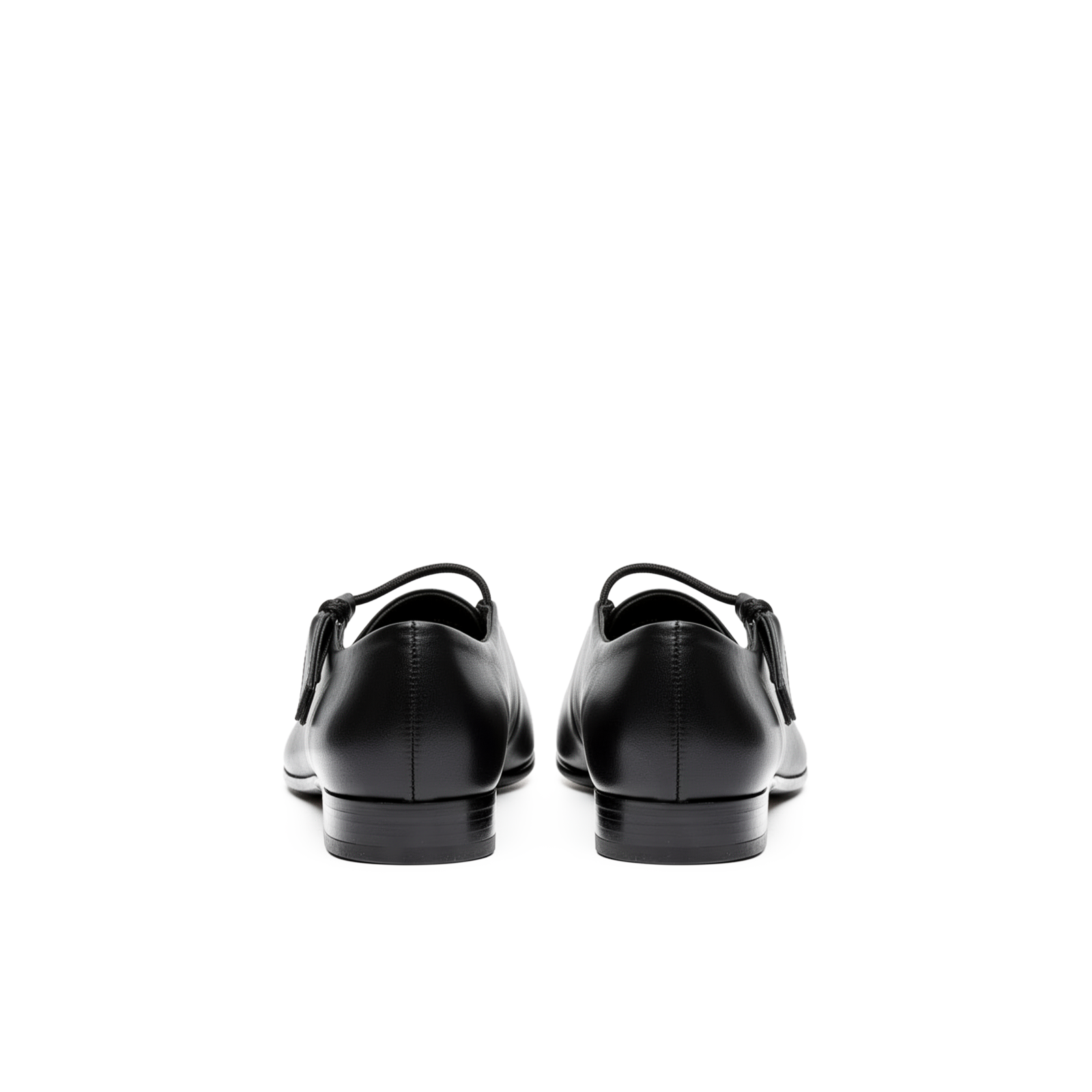 Fiora — Black Leather Mary Jane Ballet Flats top-down view, dark romantic balletcore aesthetic