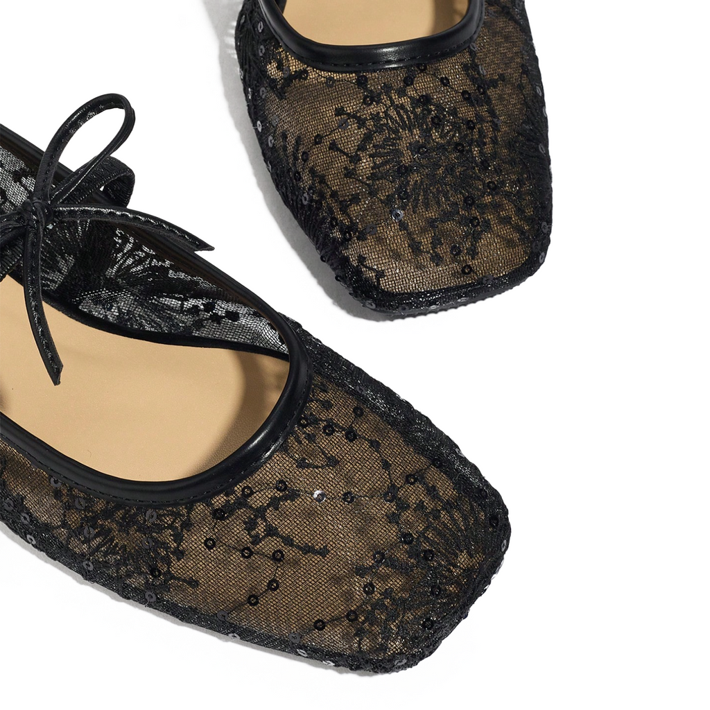 Florence black Lace Ballet Flats