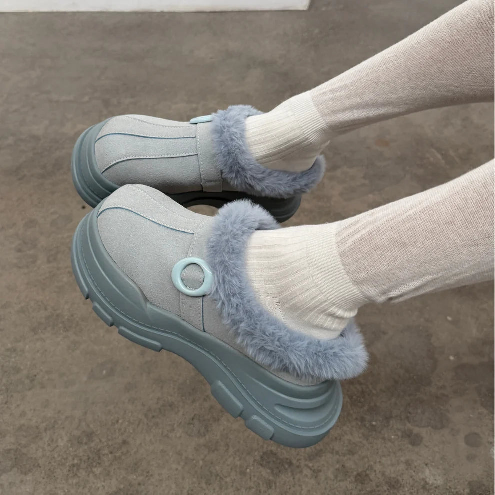 Frosty Platform Fur Mules