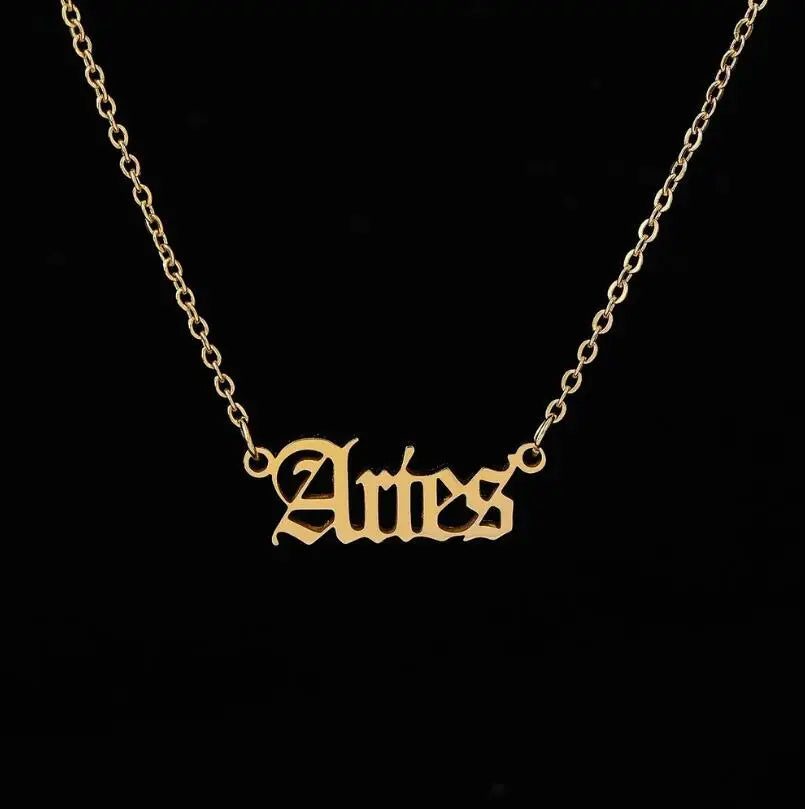 Zodiac Letter Pendant Necklace