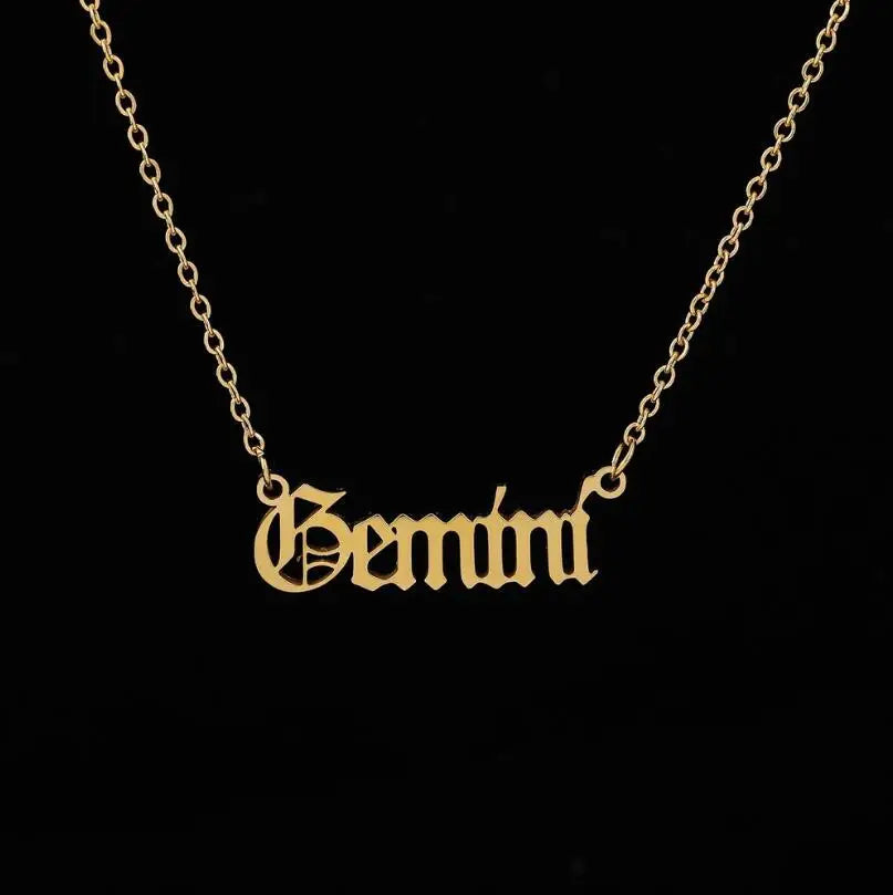Zodiac Letter Pendant Necklace