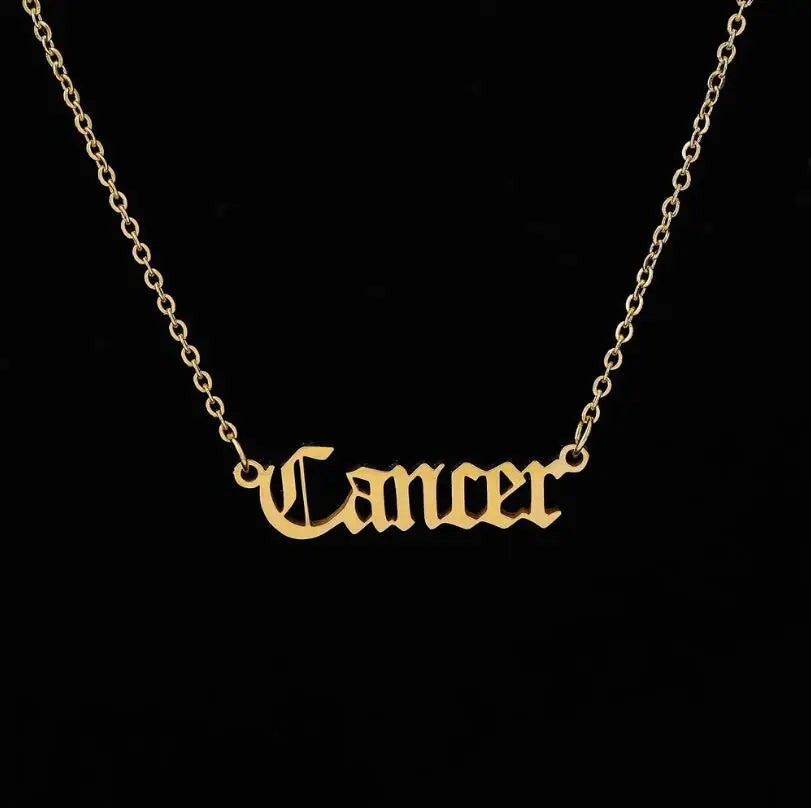 Zodiac Letter Pendant Necklace