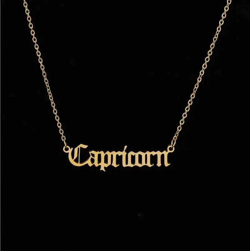 Zodiac Letter Pendant Necklace