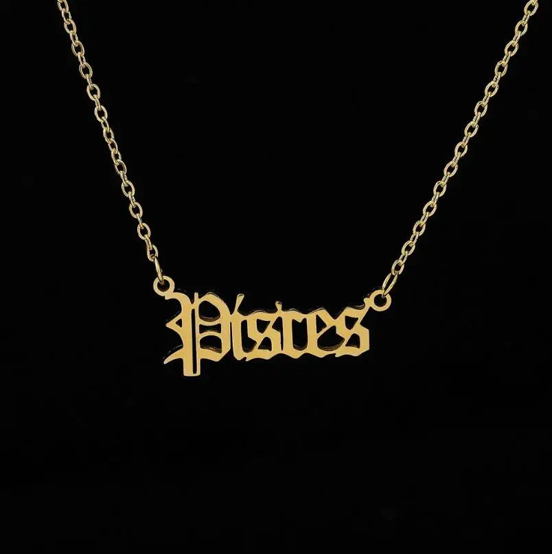 Zodiac Letter Pendant Necklace