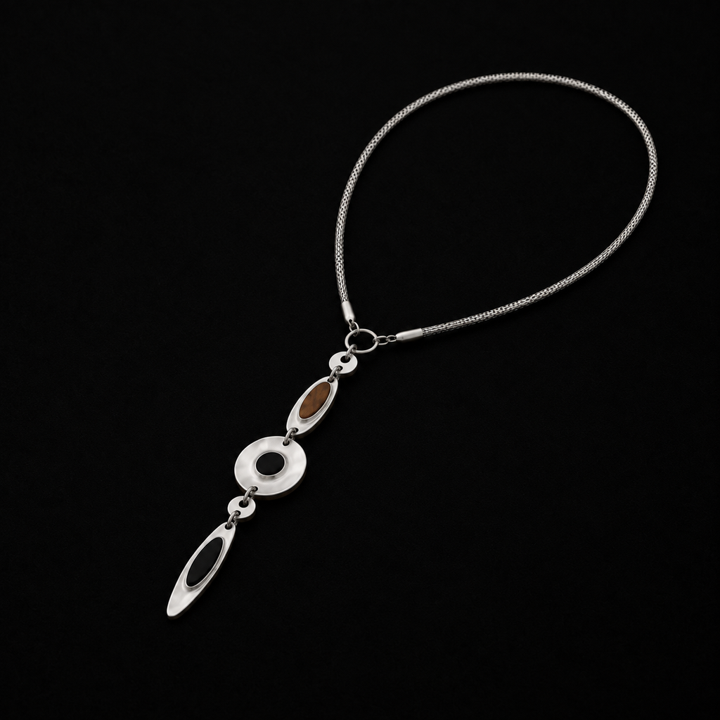 Front view of the Halo Drop Collar Necklace in studio light