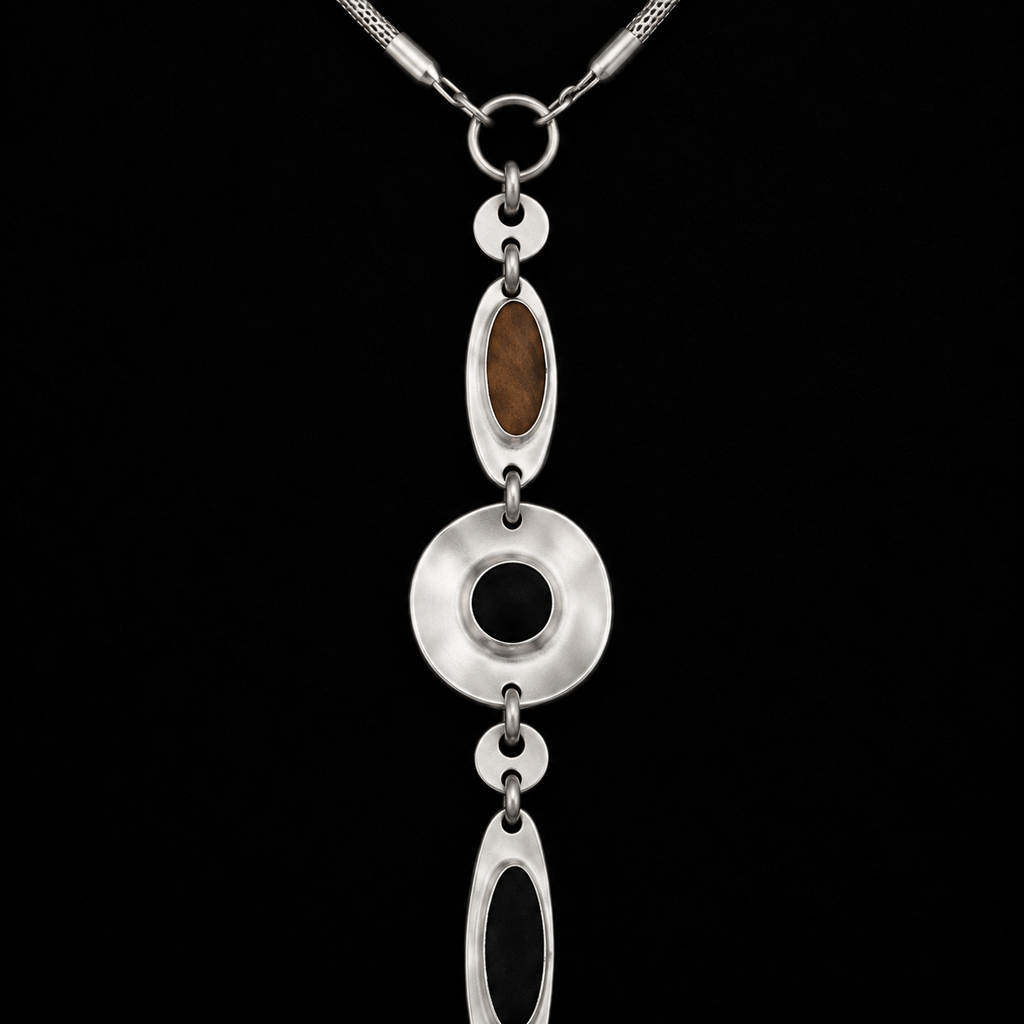 Back view of the Halo Drop Collar Necklace in studio light