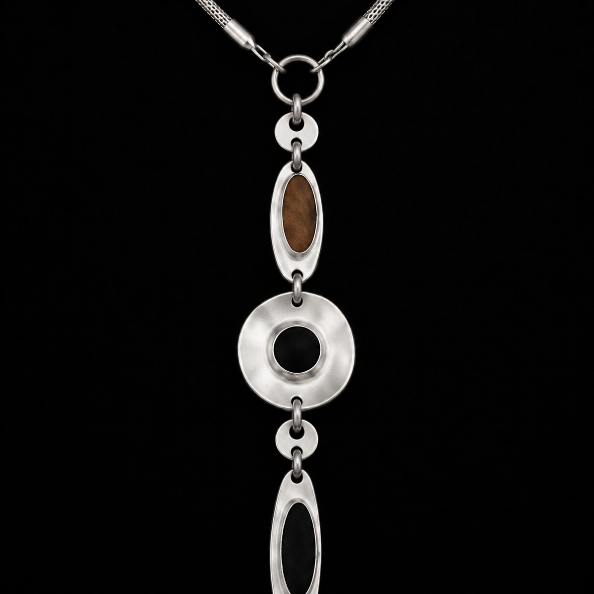 Back view of the Halo Drop Collar Necklace in studio light