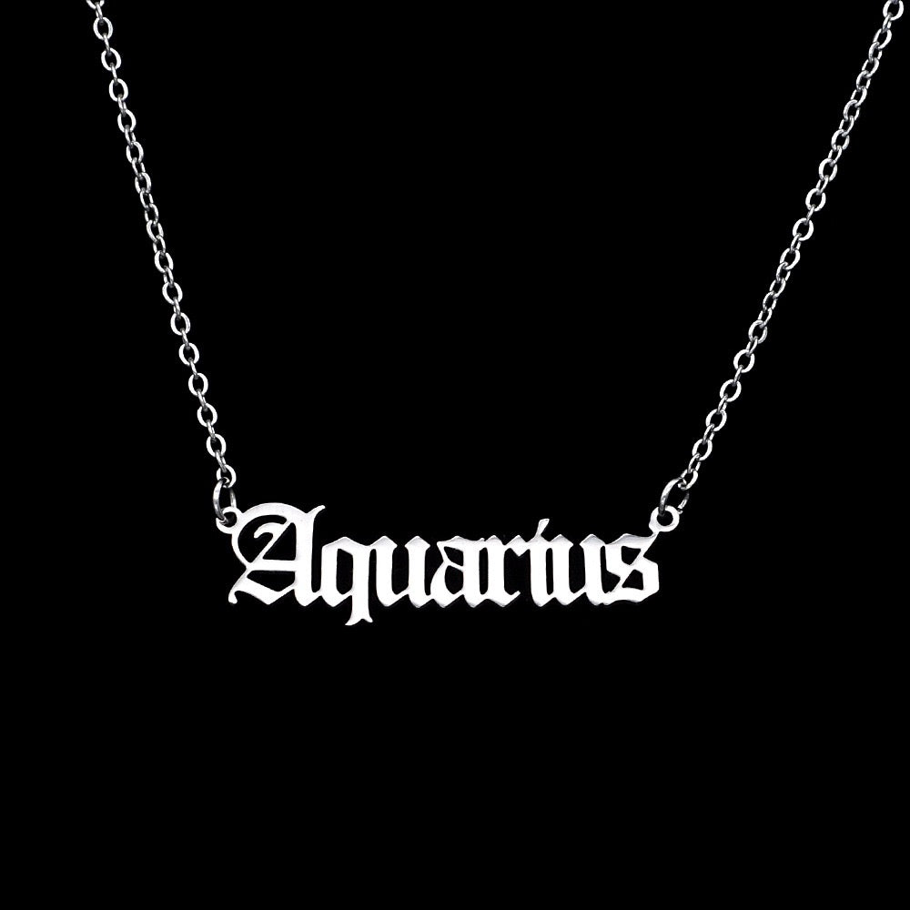 Zodiac Letter Pendant Necklace