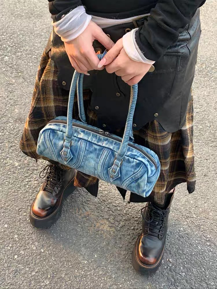 Vintage Denim Baguette Bag
