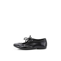 Iselle black lace-up mary jane ballet flats, front pair view on white background — Lil Cacti footwear