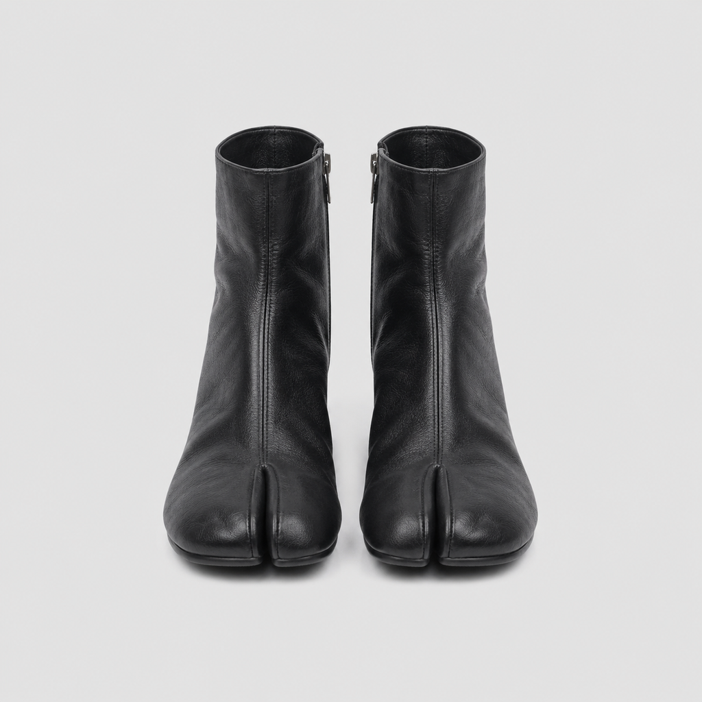 Isolde Tabi Ankle Boots by Lil Cacti — vegan tabi boots, styled on-model shot