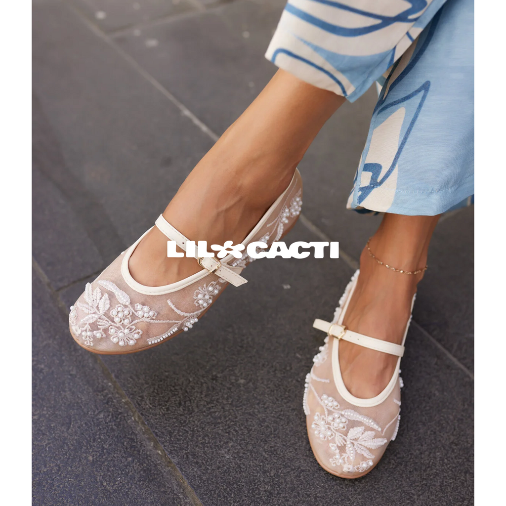 Lace Embroidered Mesh Ballet Flats