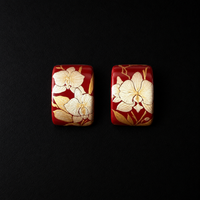 Maki-e Red Orchid Stud Earrings by Lil Cacti, red stud earrings