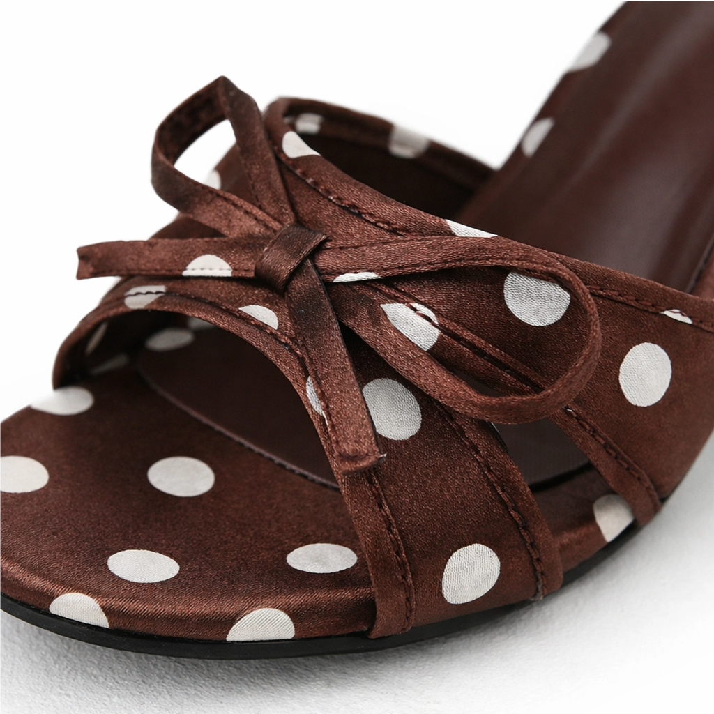 Marisol Polka Kitten Heel Sandals