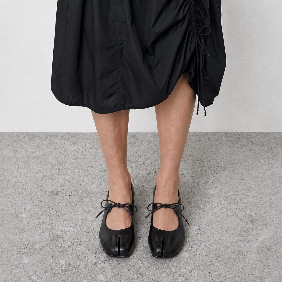 Lena Tabi Mary Jane Ballet Flats by Lil Cacti — vegan tabi flat, angled three-quarter view