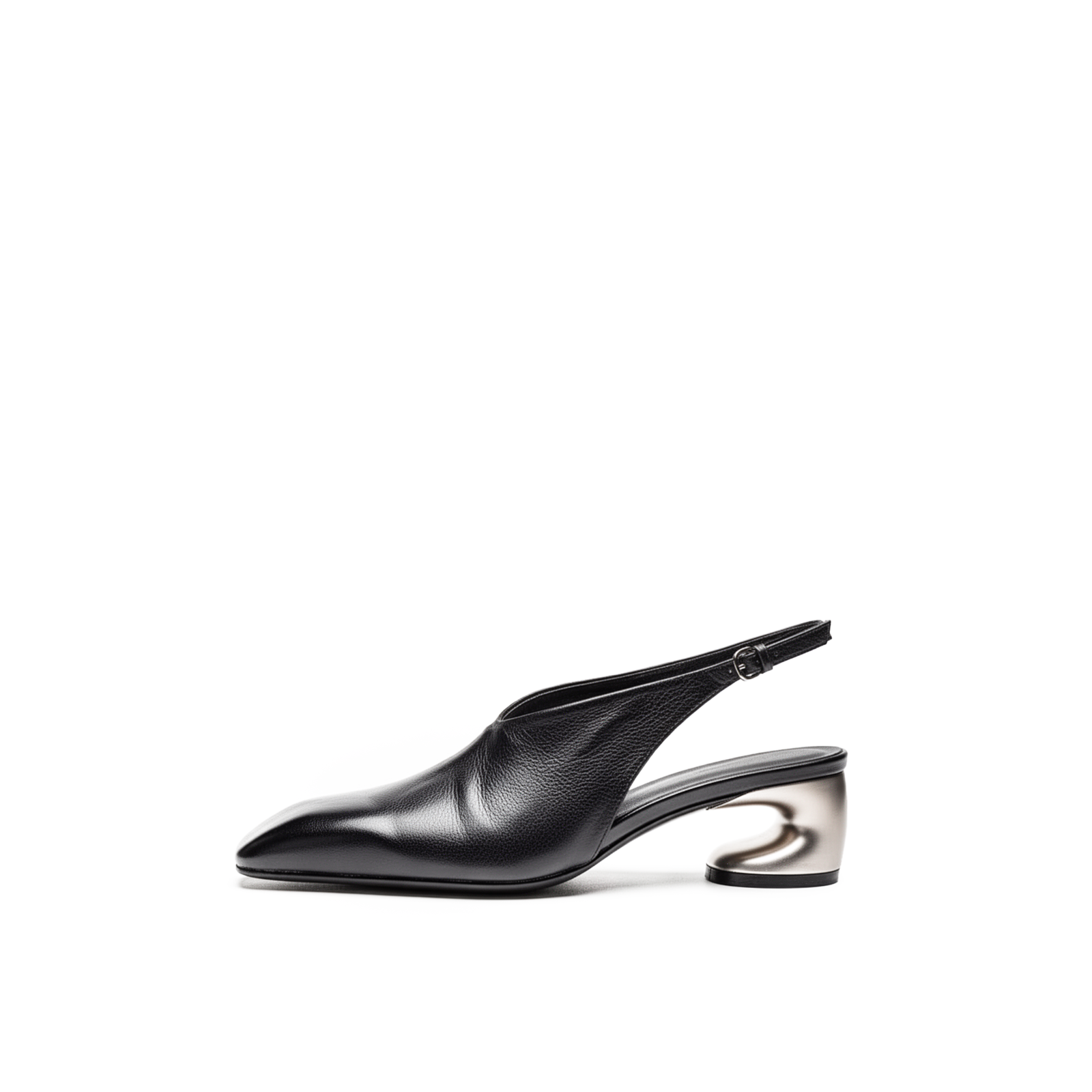Mirelle black slingback heels pair view on white background — Lil Cacti footwear