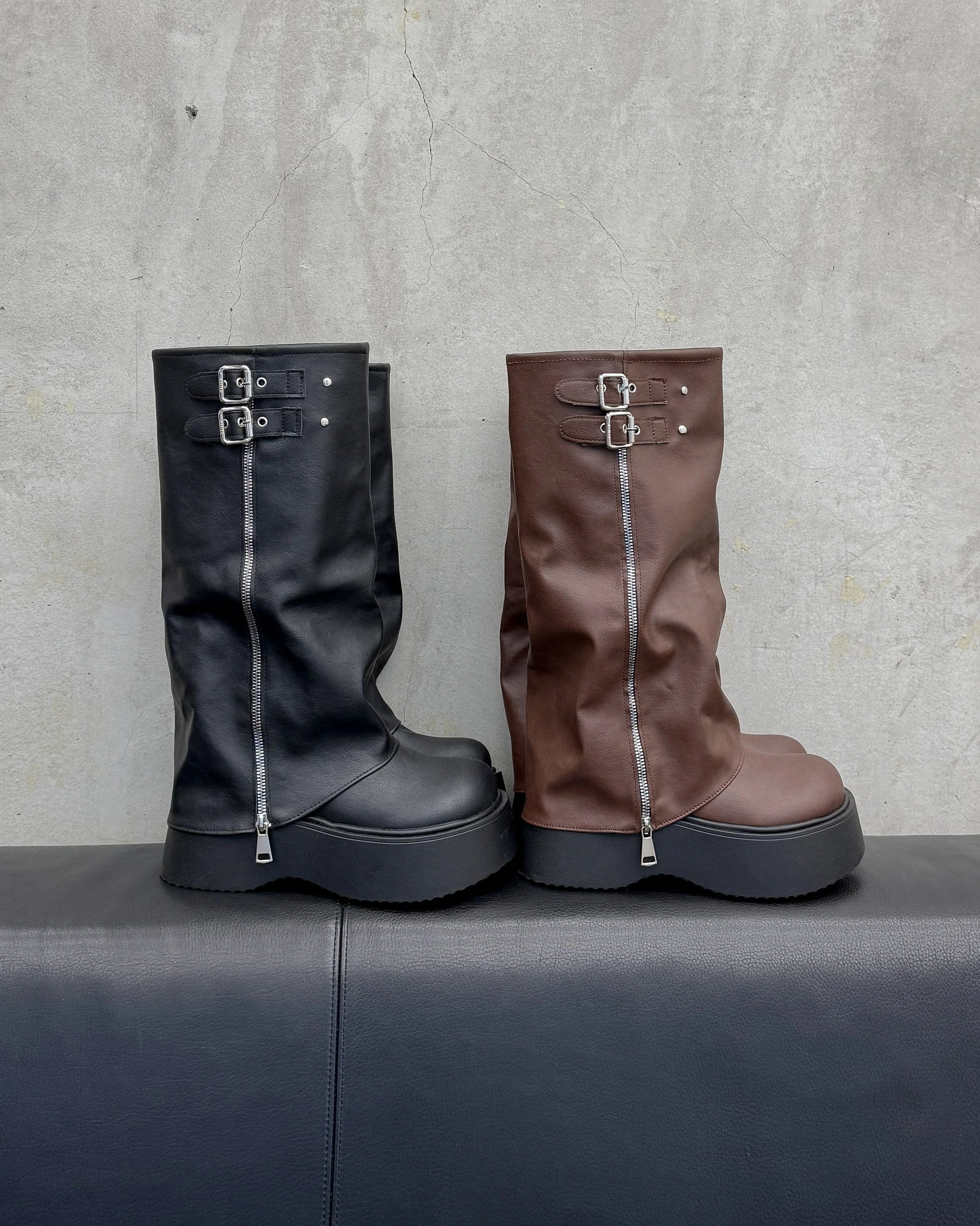 NOIR ZIP Platform Boots