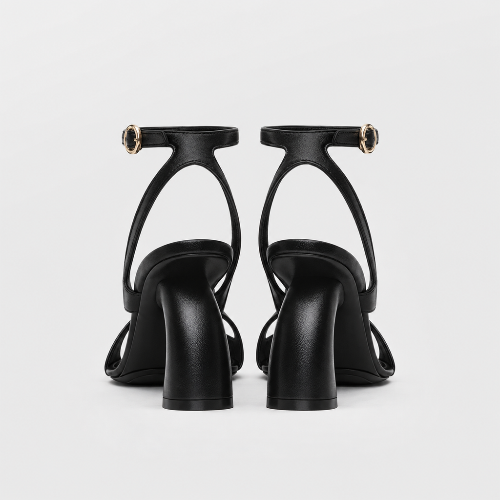 Nerissa Slingback Sandal Heels by Lil Cacti — back view of the pair showing the sculpted curved heels and slingback straps
