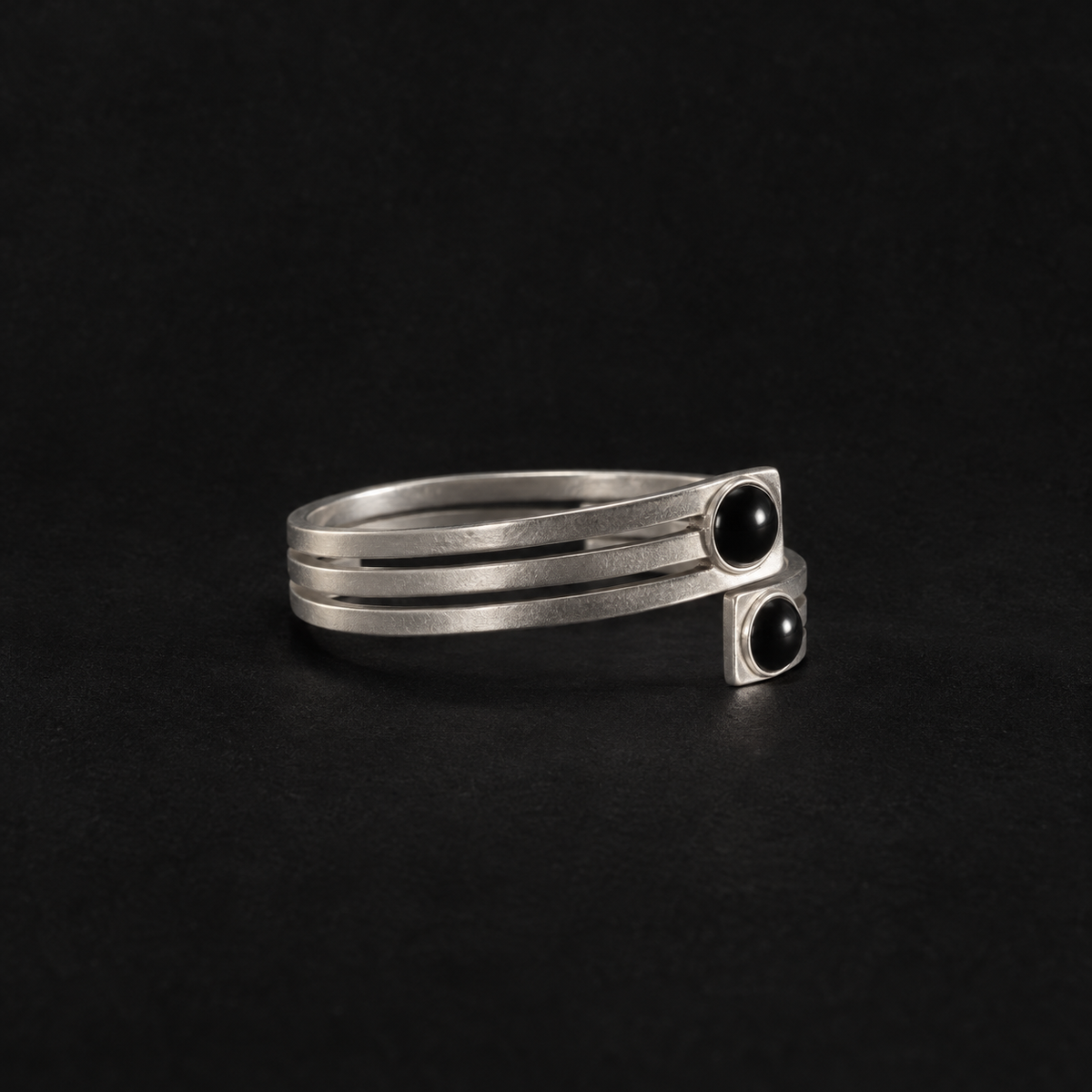 Lil Cacti black onyx-look cuff bracelet showing shape and finish on dark background