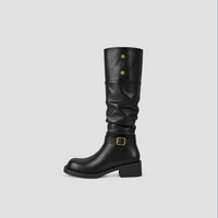 Lil Cacti Odette black cuff buckle tall boots single-boot side view