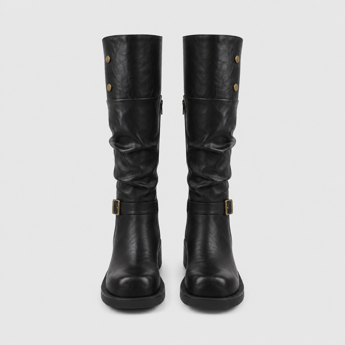 Lil Cacti Odette black cuff buckle tall boots pair front view