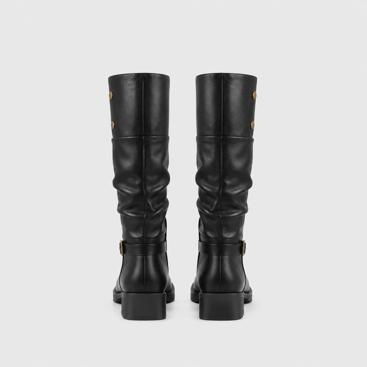Lil Cacti Odette black cuff buckle tall boots pair back view