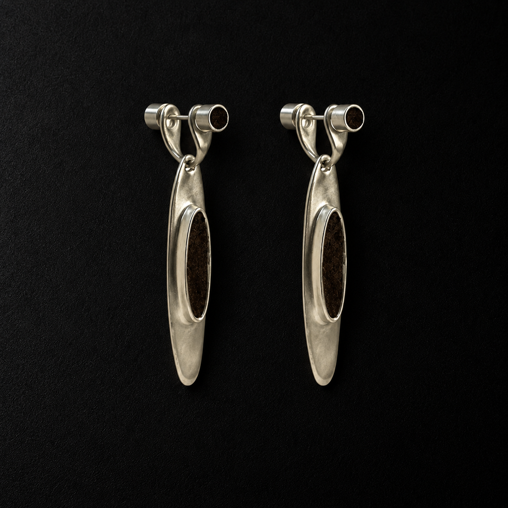 Oval Stone Drop Earrings product shot from the side on a plain studio background