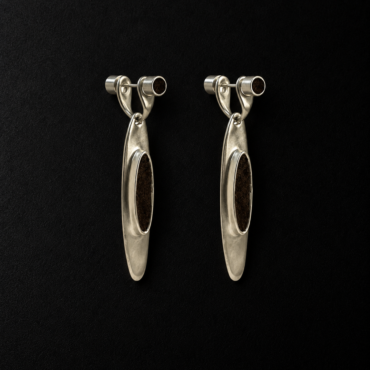 Oval Stone Drop Earrings product shot from the side on a plain studio background